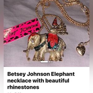 Betsey Johnson Rhinestone Elephant necklace